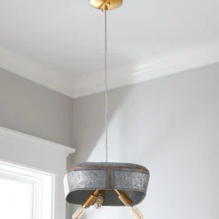 Square Galvanized Dish Pendant