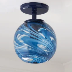 Stormy Skies Glass Globe Semi-Flush Ceiling Light