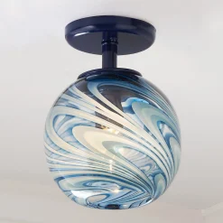Stormy Skies Glass Globe Semi-Flush Ceiling Light