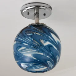 Stormy Skies Glass Globe Semi-Flush Ceiling Light
