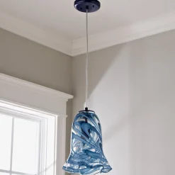 Stormy Skies Ruffled Art Glass Pendant