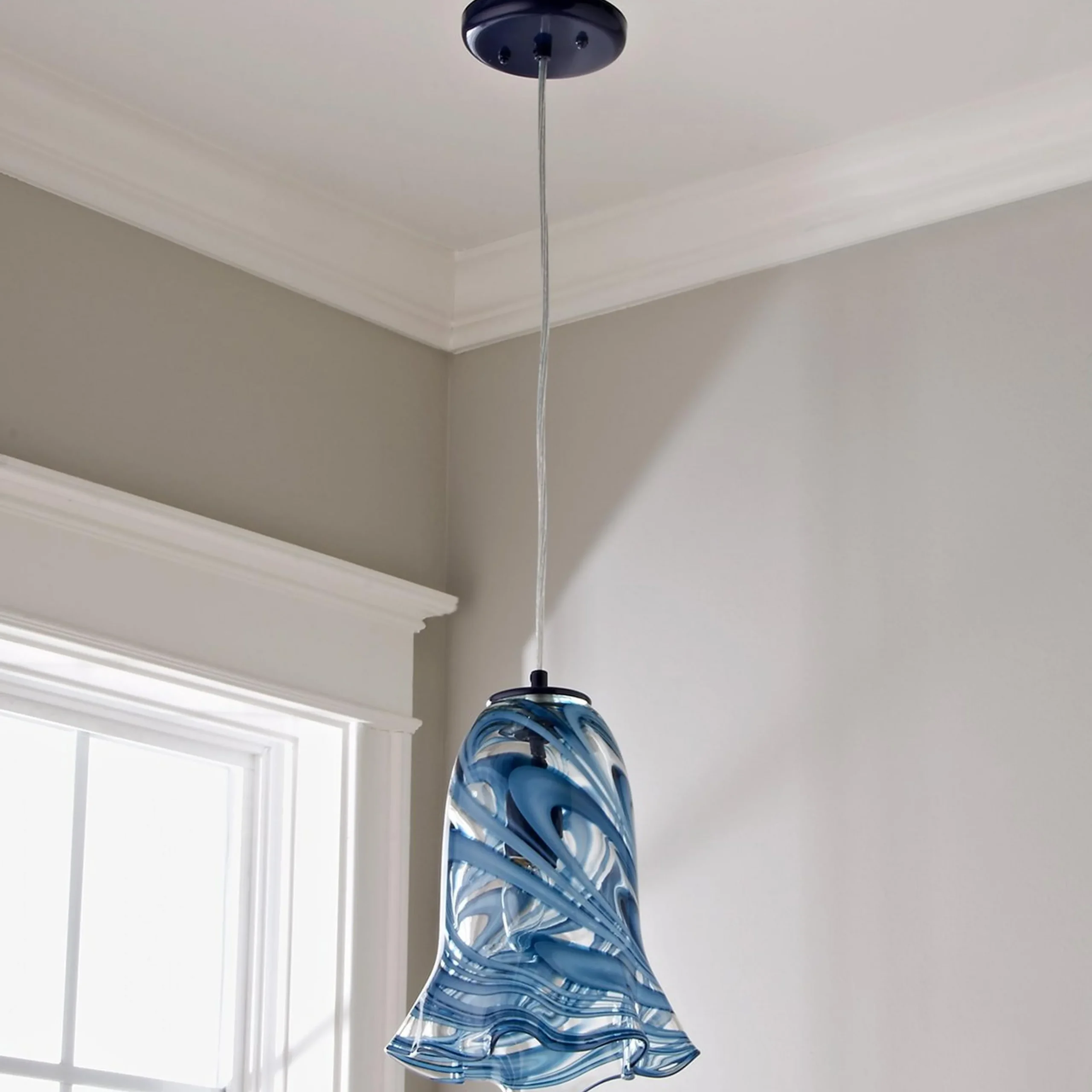Stormy Skies Ruffled Art Glass Pendant