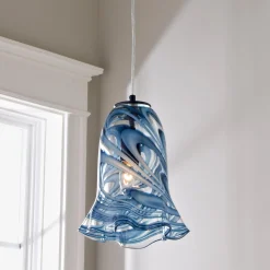 Stormy Skies Ruffled Art Glass Pendant