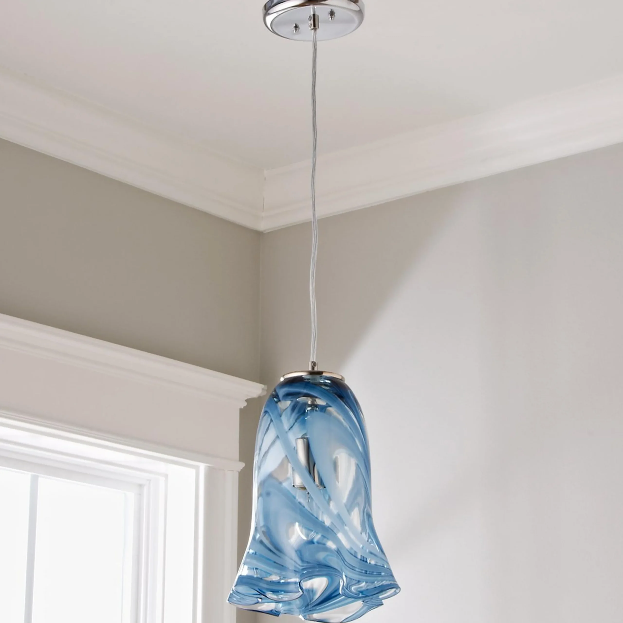 Stormy Skies Ruffled Art Glass Pendant