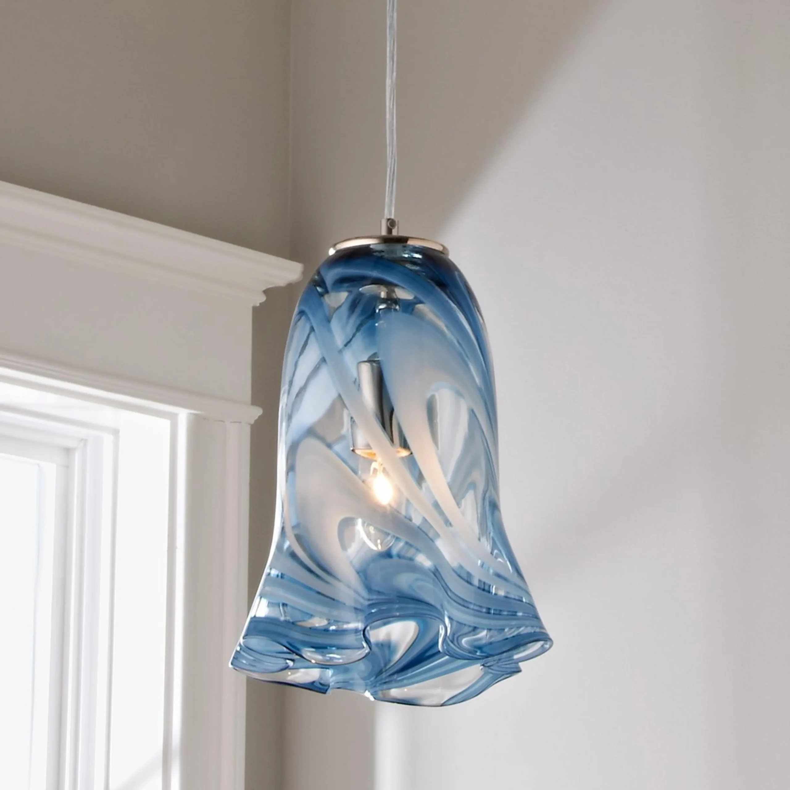 Stormy Skies Ruffled Art Glass Pendant