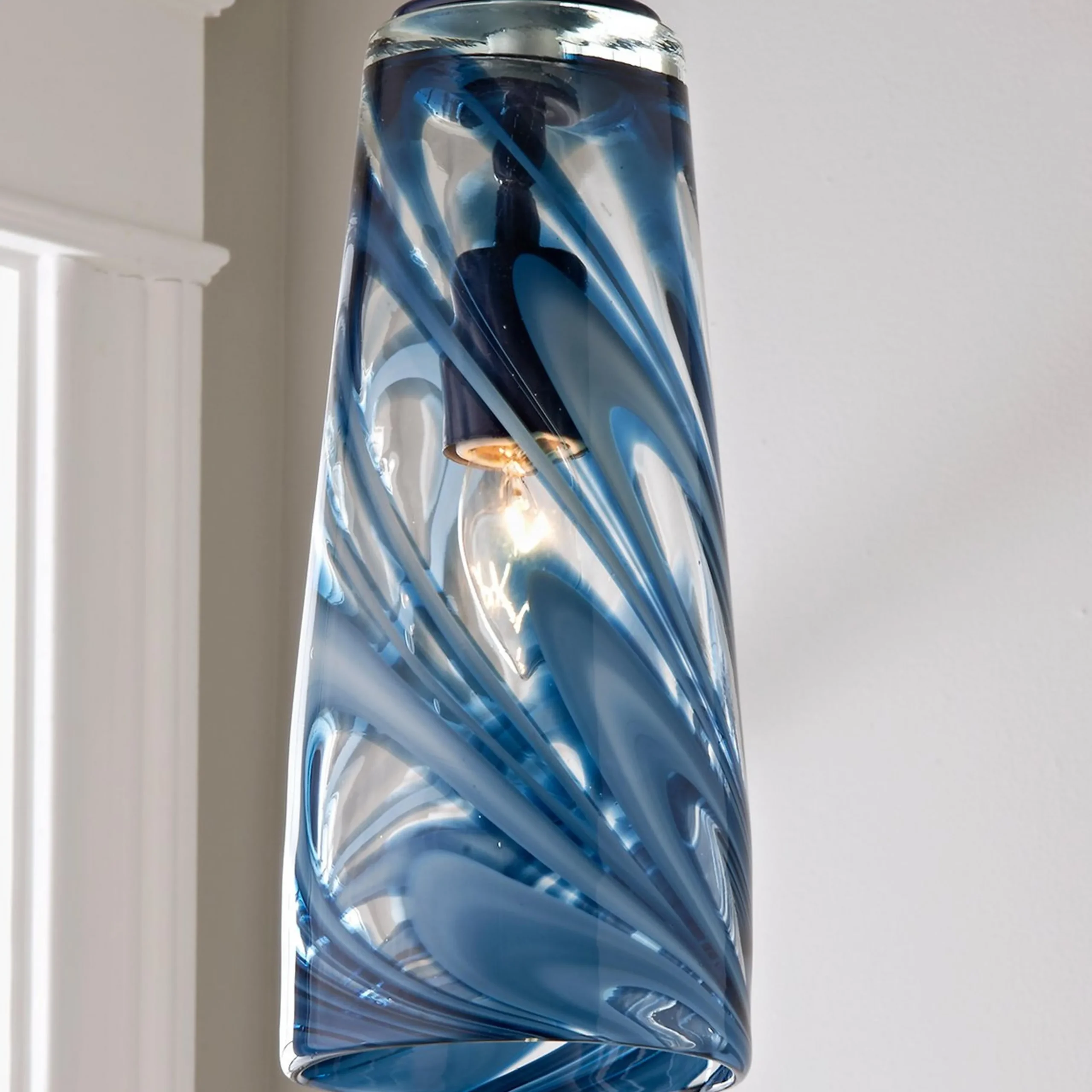 Stormy Skies Tapered Art Glass Pendant