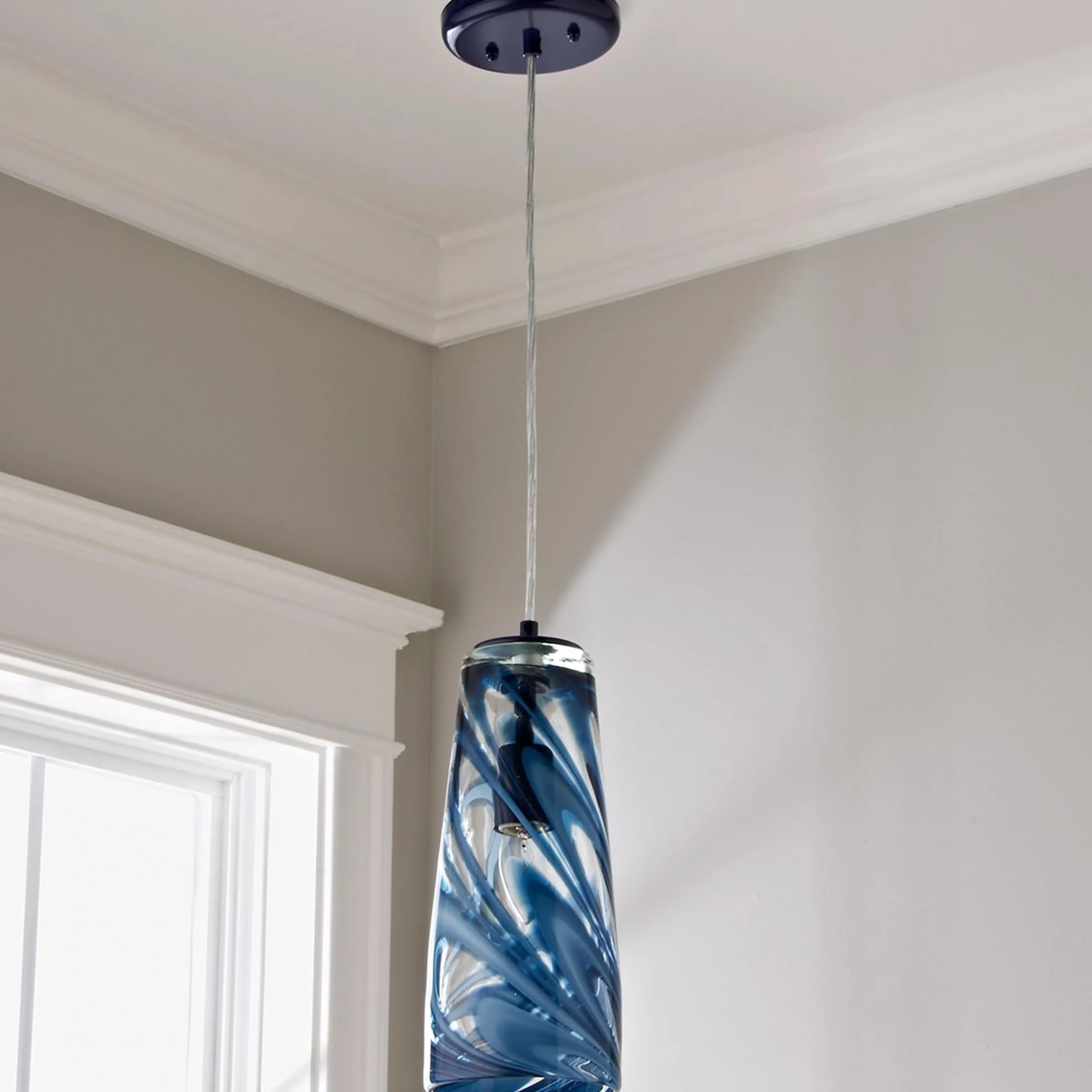 Stormy Skies Tapered Art Glass Pendant