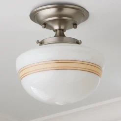Striped Schoolhouse Semi-Flush Ceiling Light