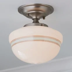 Striped Schoolhouse Semi-Flush Ceiling Light