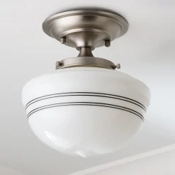 Striped Schoolhouse Semi-Flush Ceiling Light