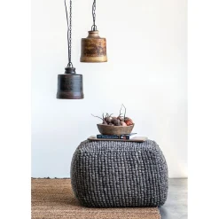 Textured Wool Pouf