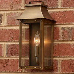 Traditional Studded Framed Box Outdoor Sconce - Small