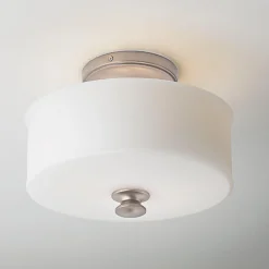 Traditional Urban Drum Glass Semi-Flush Ceiling Light