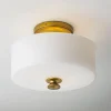 Traditional Urban Drum Glass Semi-Flush Ceiling Light
