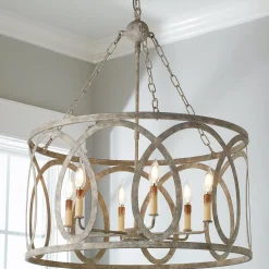 Transitional Cut Loop Drum Chandelier - 6 Light
