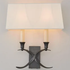 Transitional 'X' Wall Sconce with Shade - 2 Light
