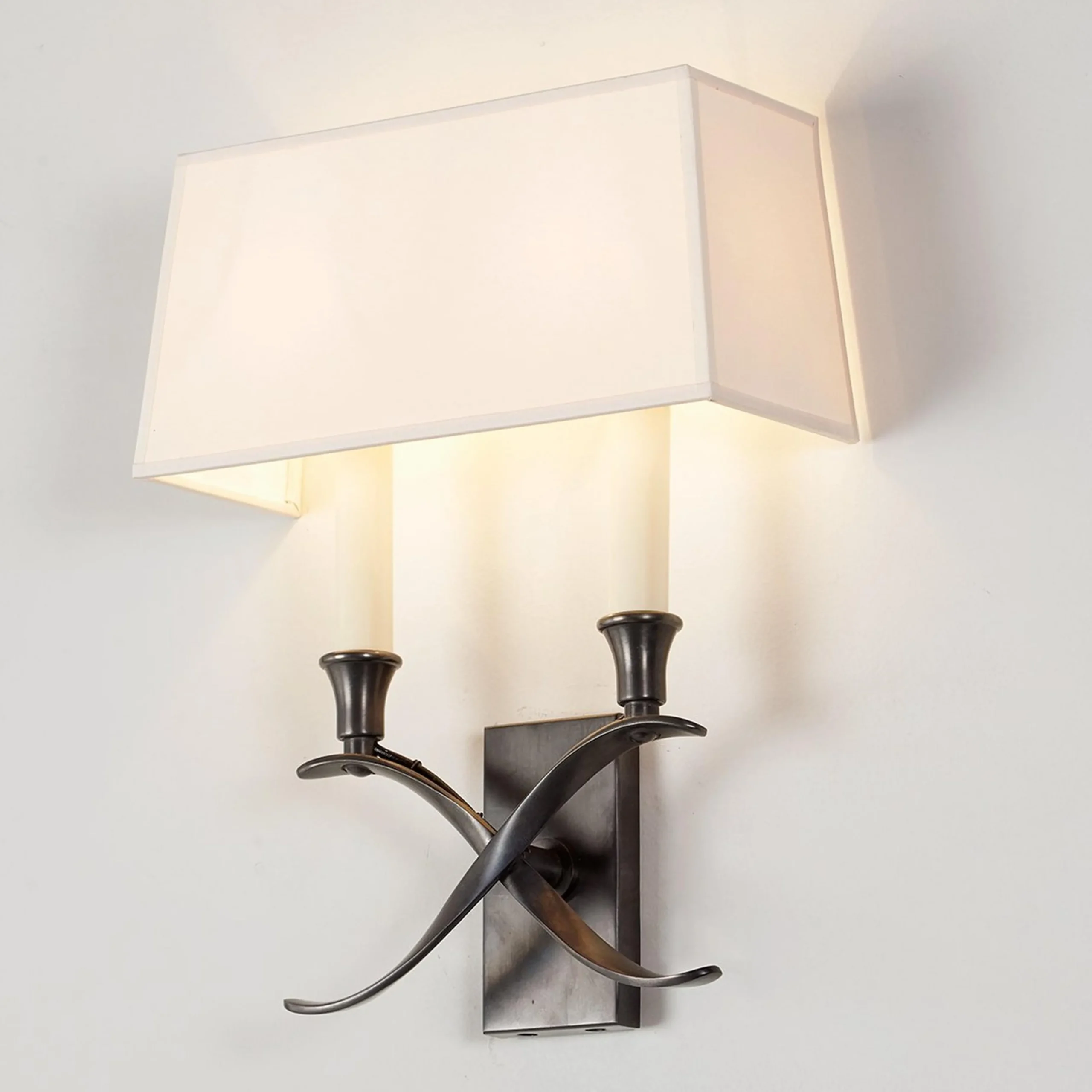 Transitional 'X' Wall Sconce with Shade - 2 Light