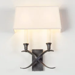 Transitional 'X' Wall Sconce with Shade - 2 Light