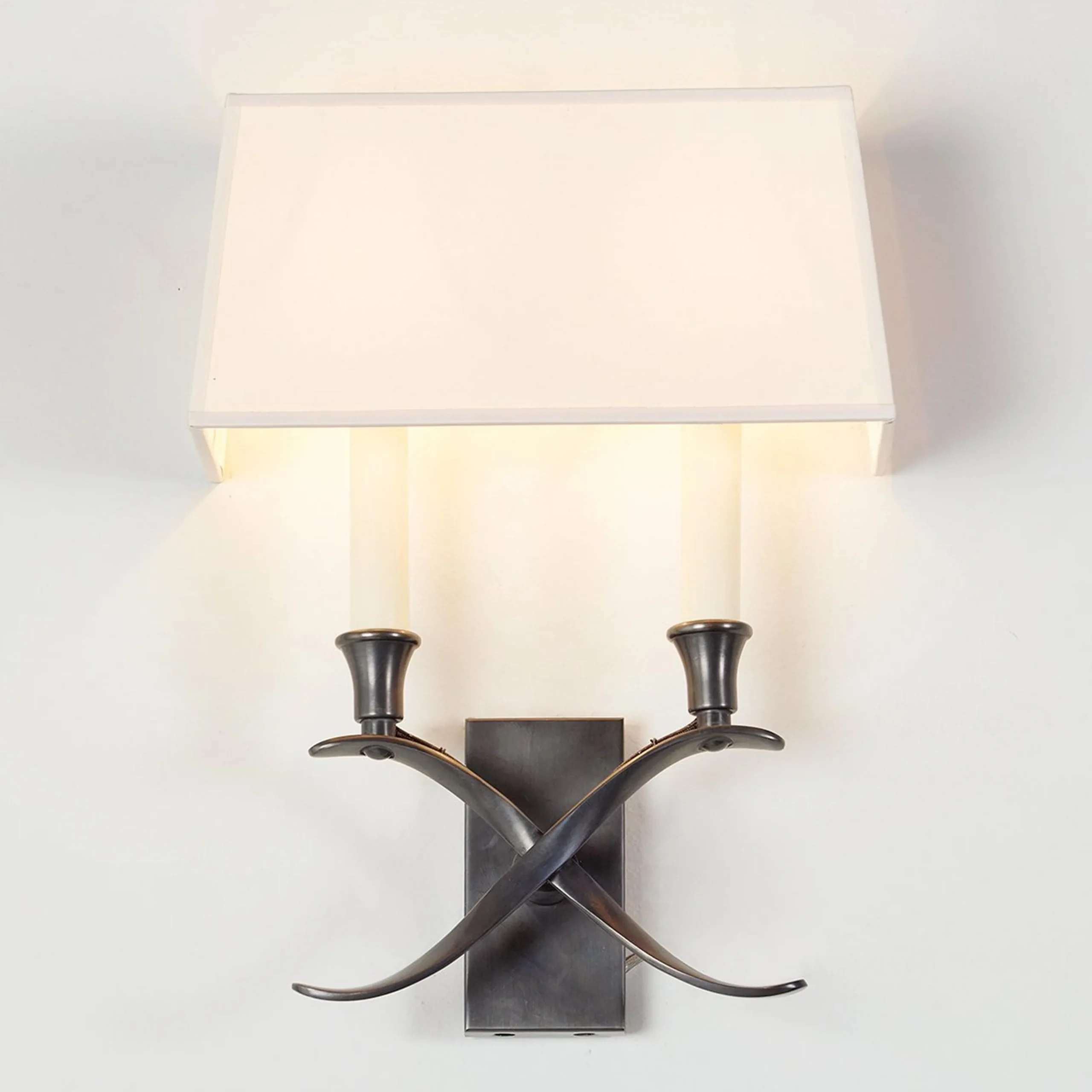 Transitional 'X' Wall Sconce with Shade - 2 Light