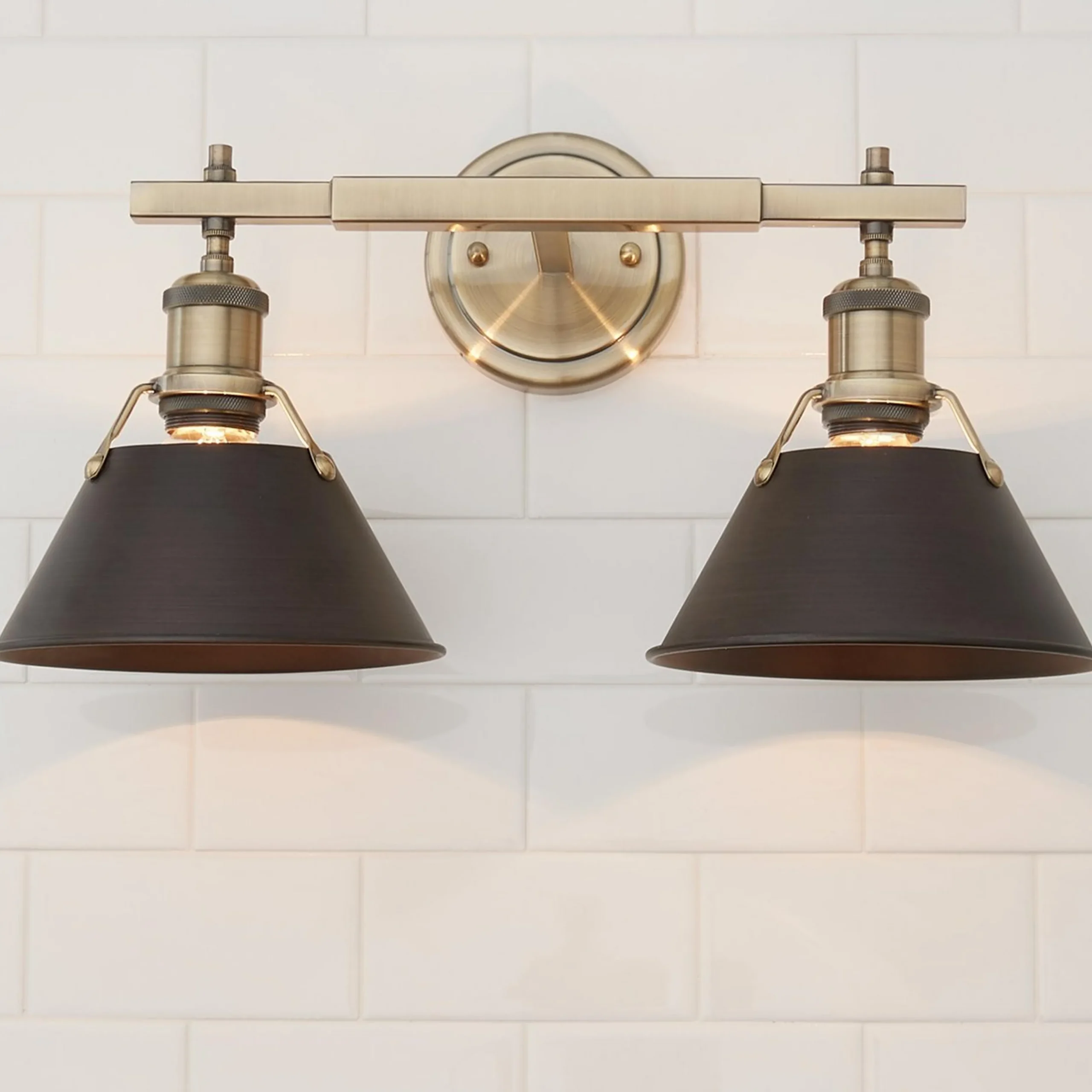 Truncated Cone Shade Vanity Light - 2 light