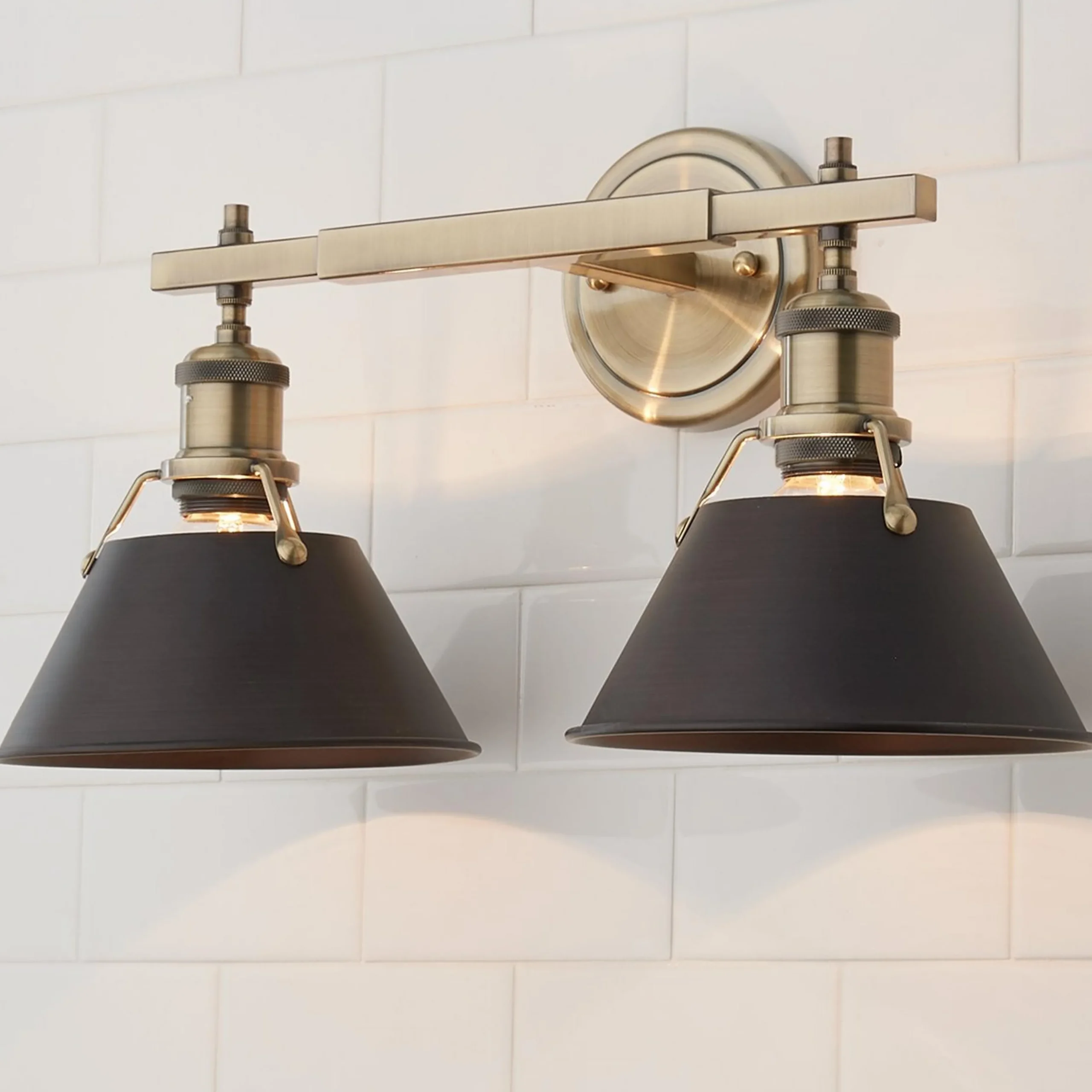 Truncated Cone Shade Vanity Light - 2 light