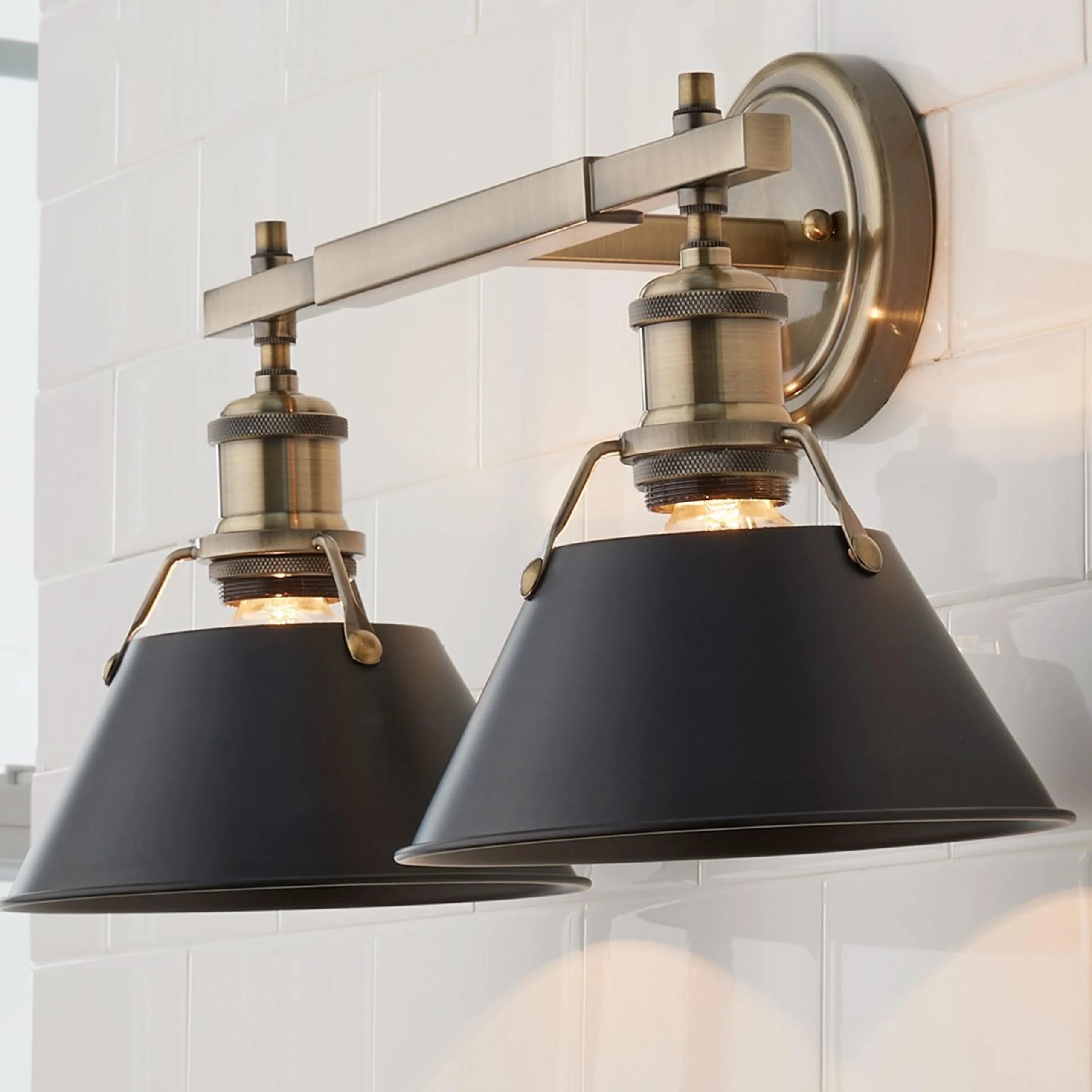 Truncated Cone Shade Vanity Light - 2 light