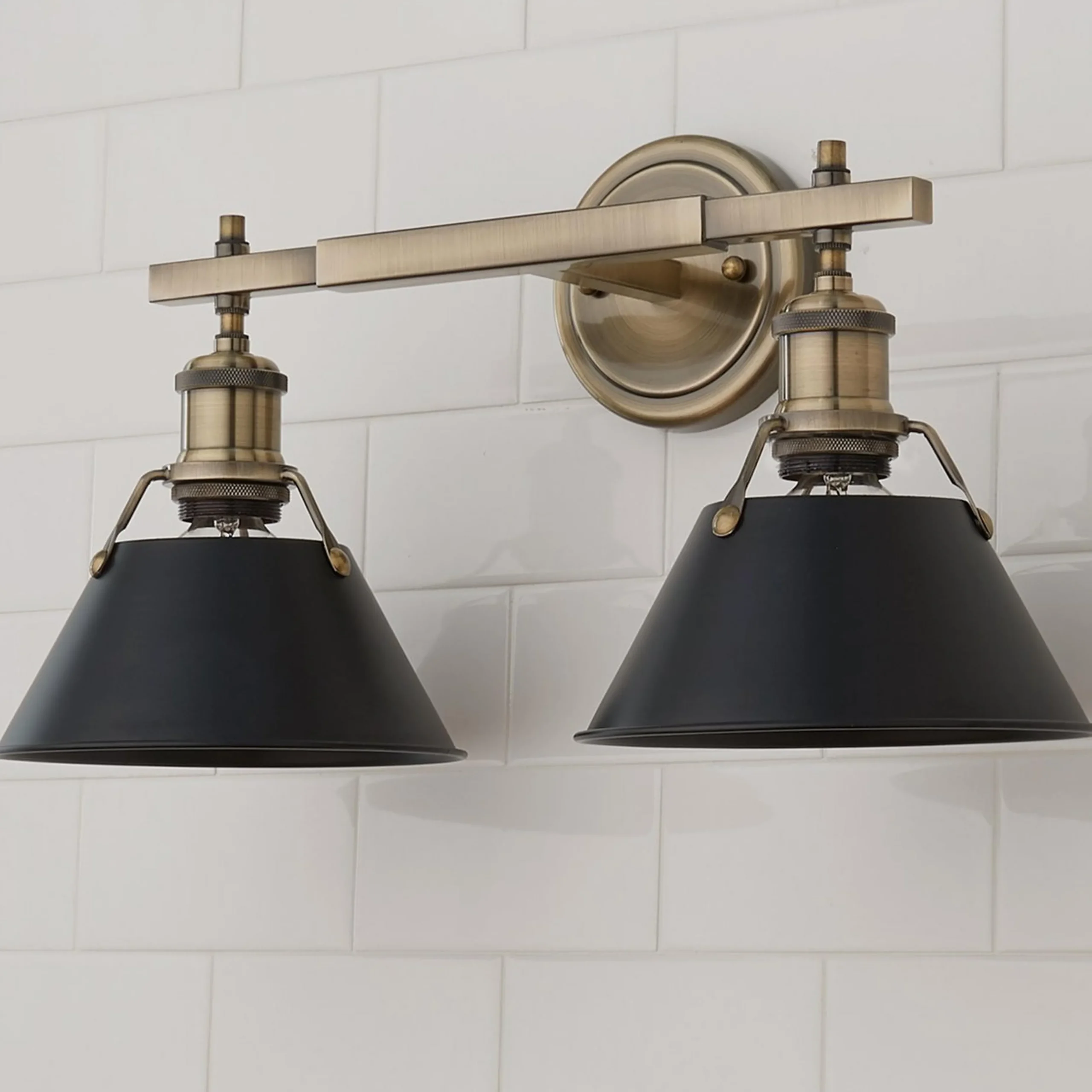 Truncated Cone Shade Vanity Light - 2 light