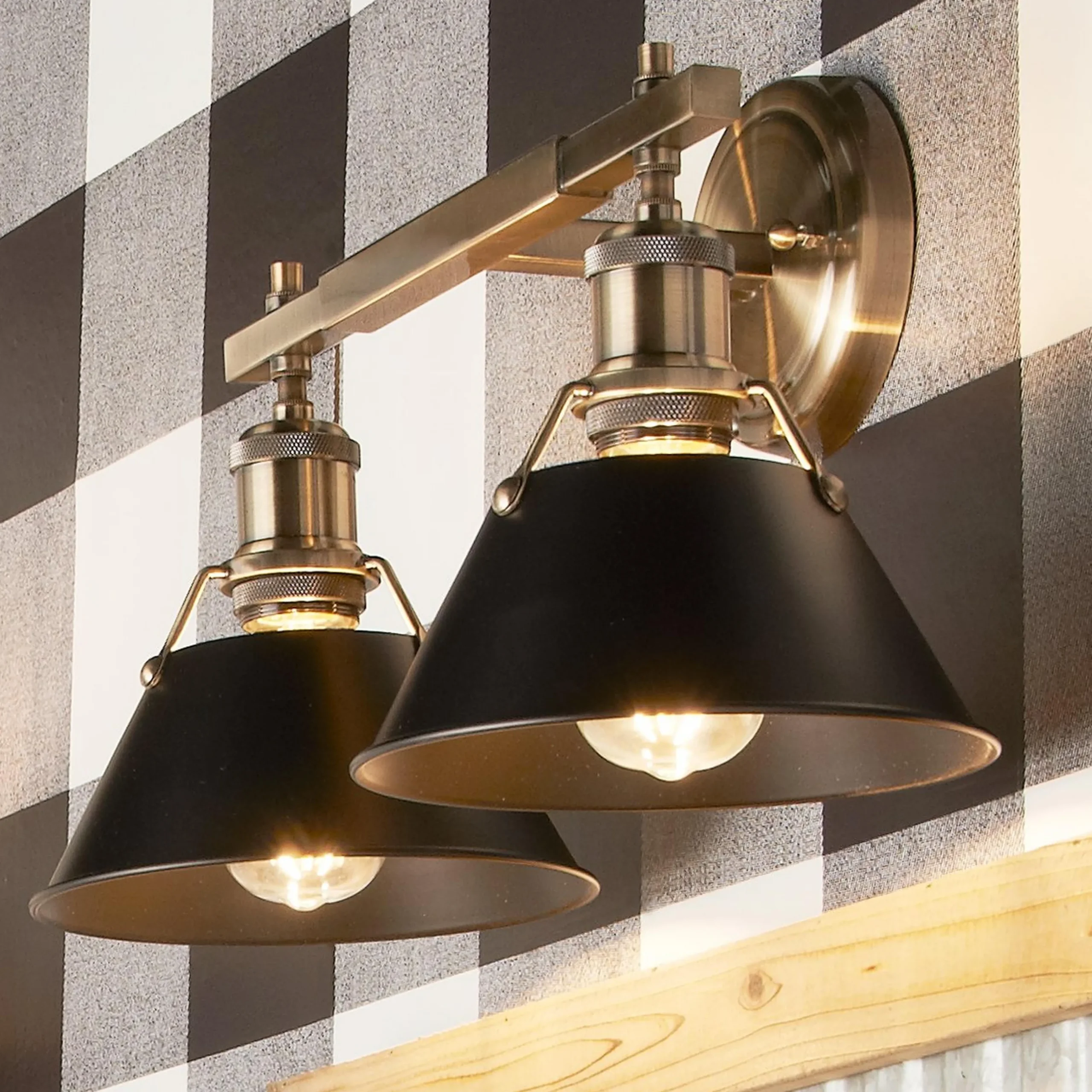 Truncated Cone Shade Vanity Light - 2 light