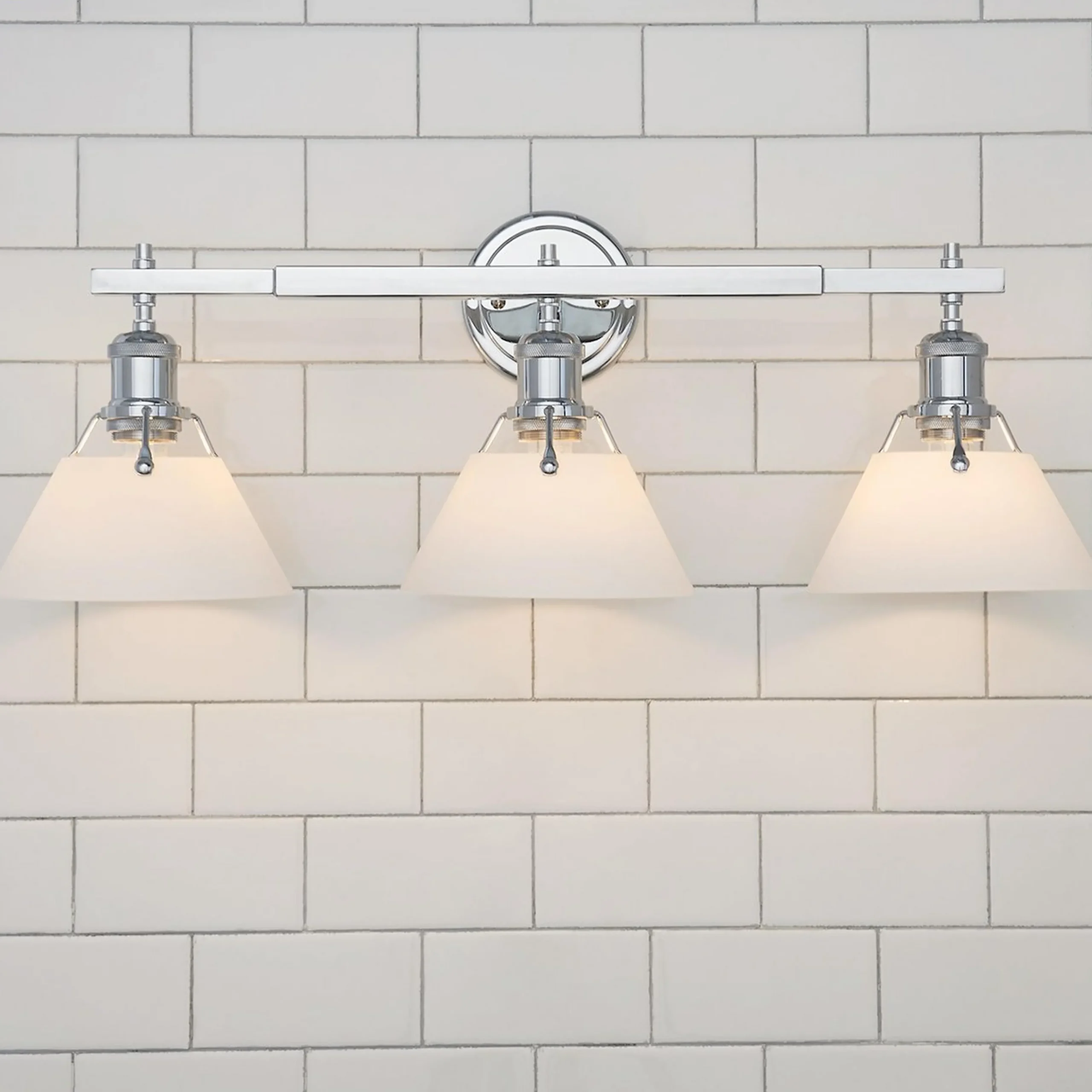 Truncated Cone Shade Vanity Light - 3 light