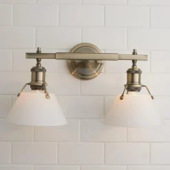 Truncated Cone Shade Vanity Light - 2 light