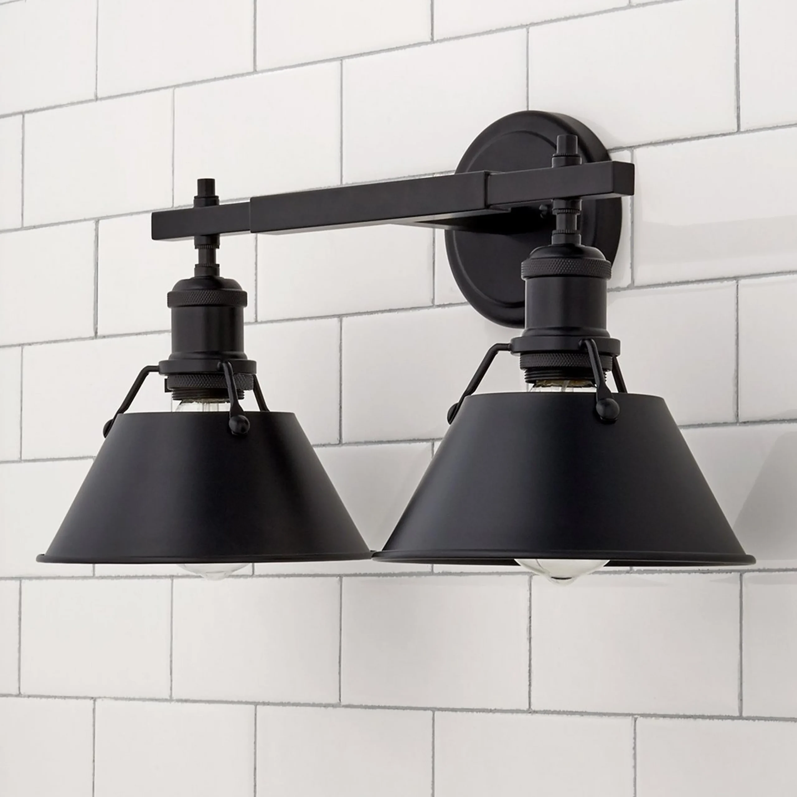 Truncated Cone Shade Vanity Light - 2 light