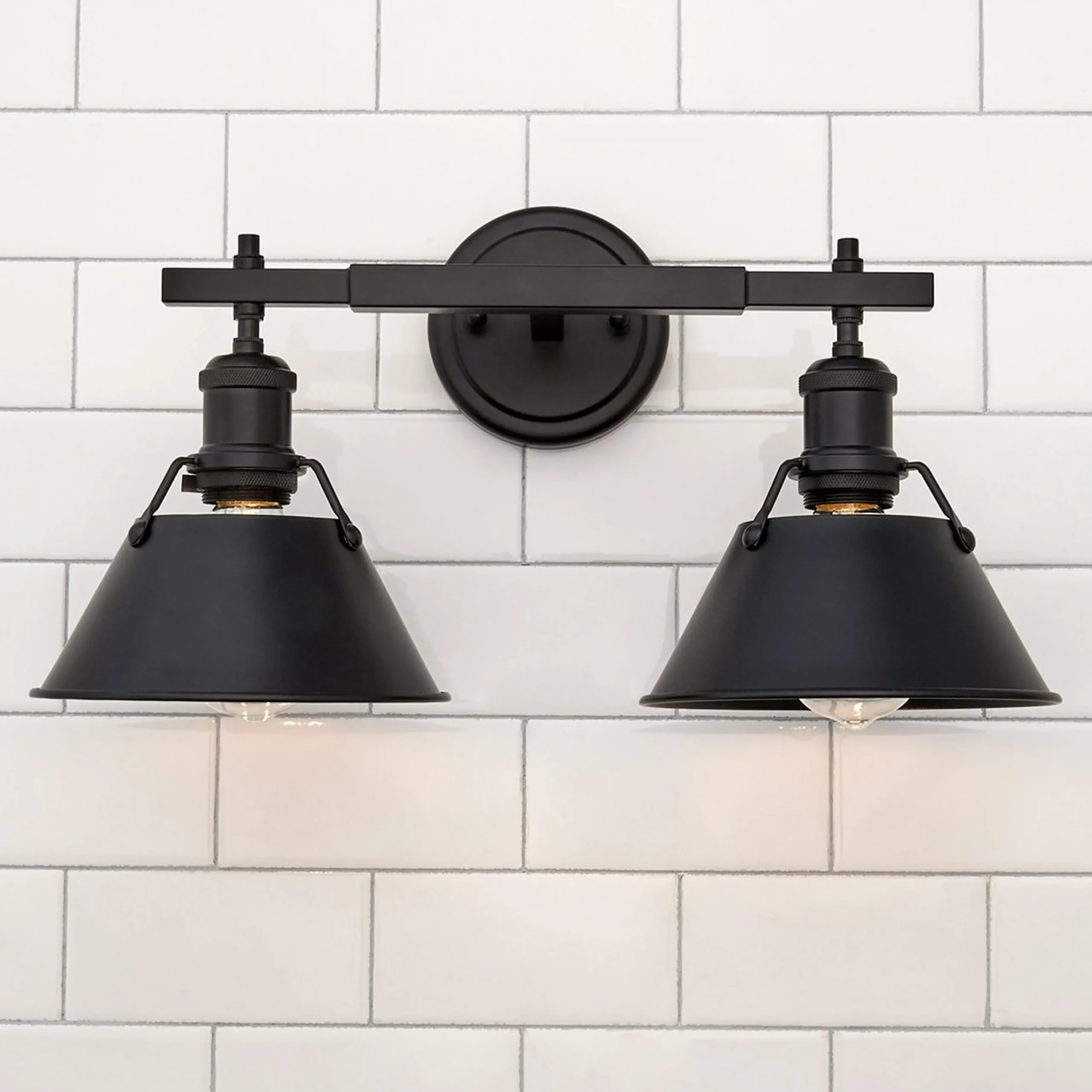 Truncated Cone Shade Vanity Light - 2 light