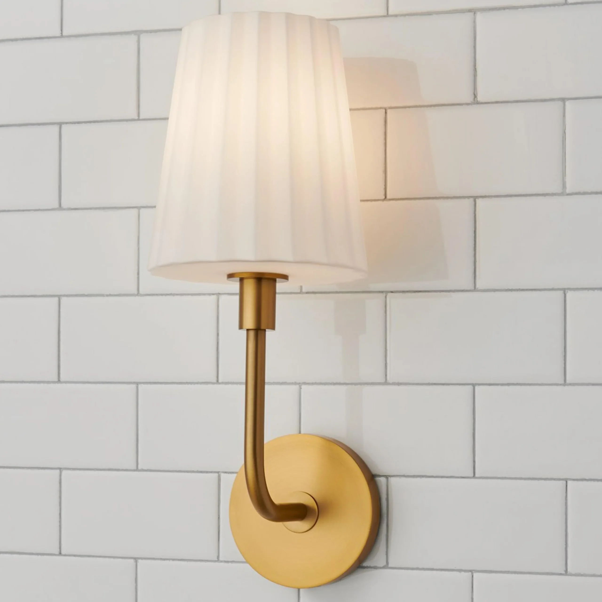 Trysania Bath Sconce - Pleated Opal Shade
