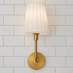 Trysania Bath Sconce - Pleated Opal Shade