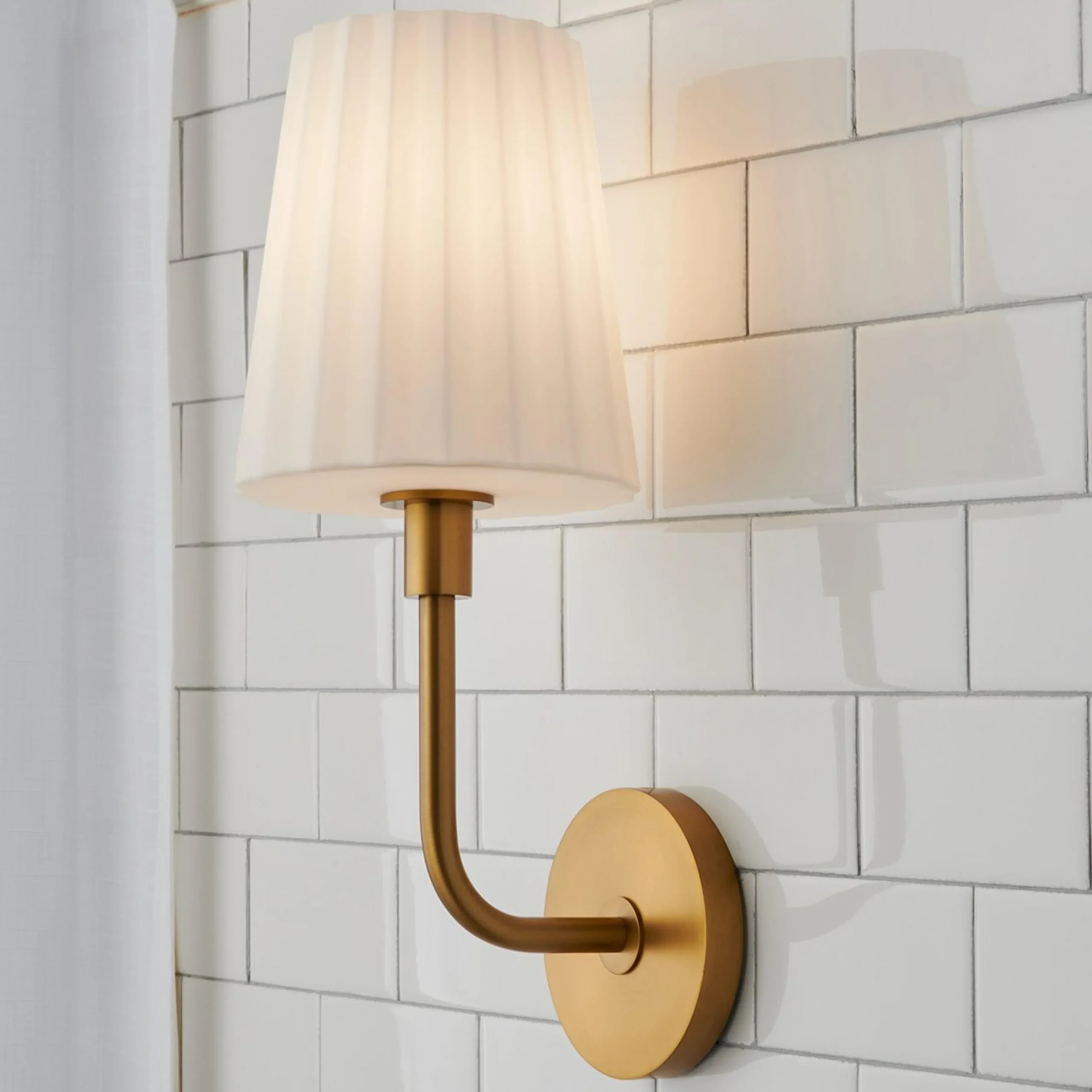 Trysania Bath Sconce - Pleated Opal Shade