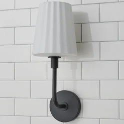 Trysania Bath Sconce - Pleated Opal Shade