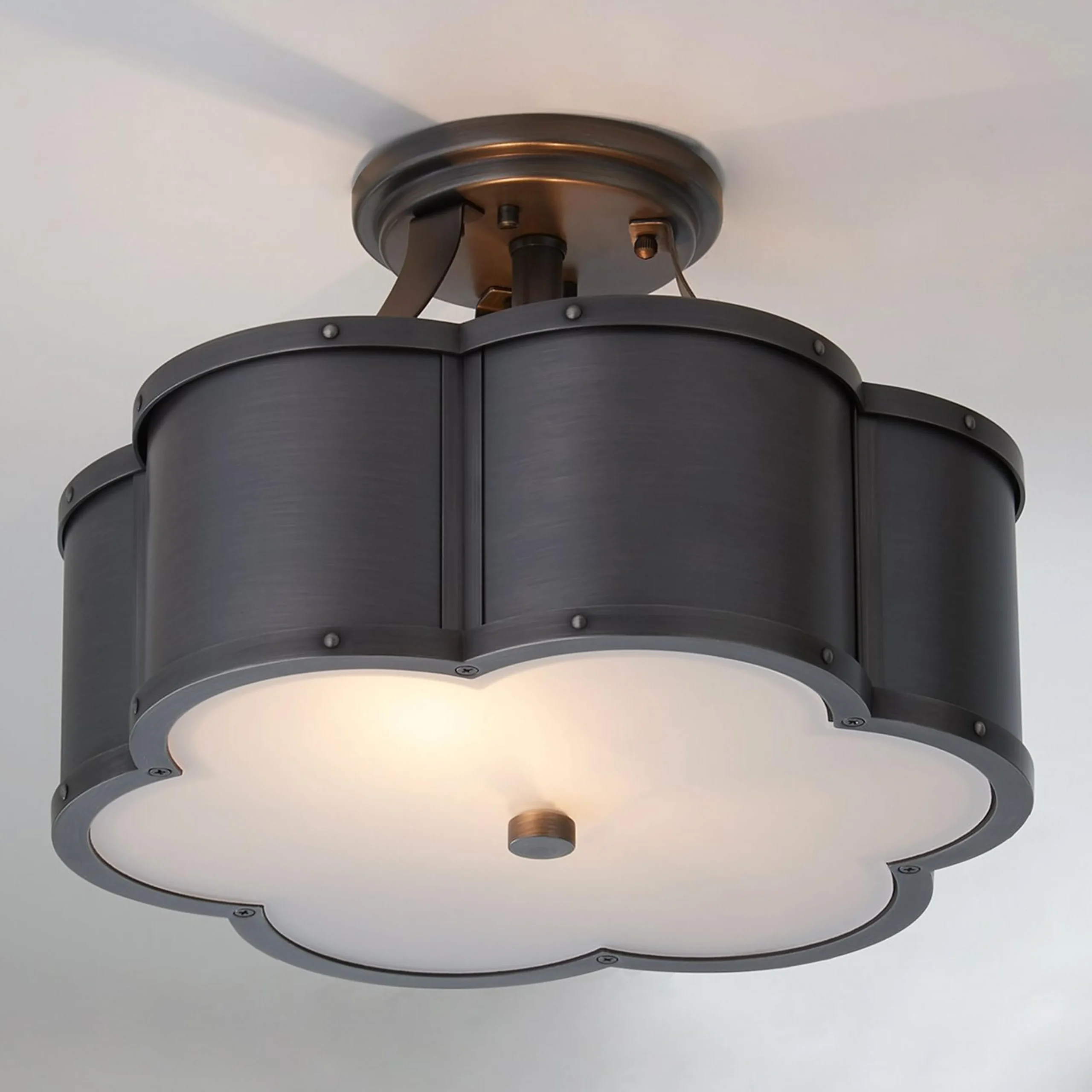 Urban Floral Semi-Flush Ceiling Light - 2 Light