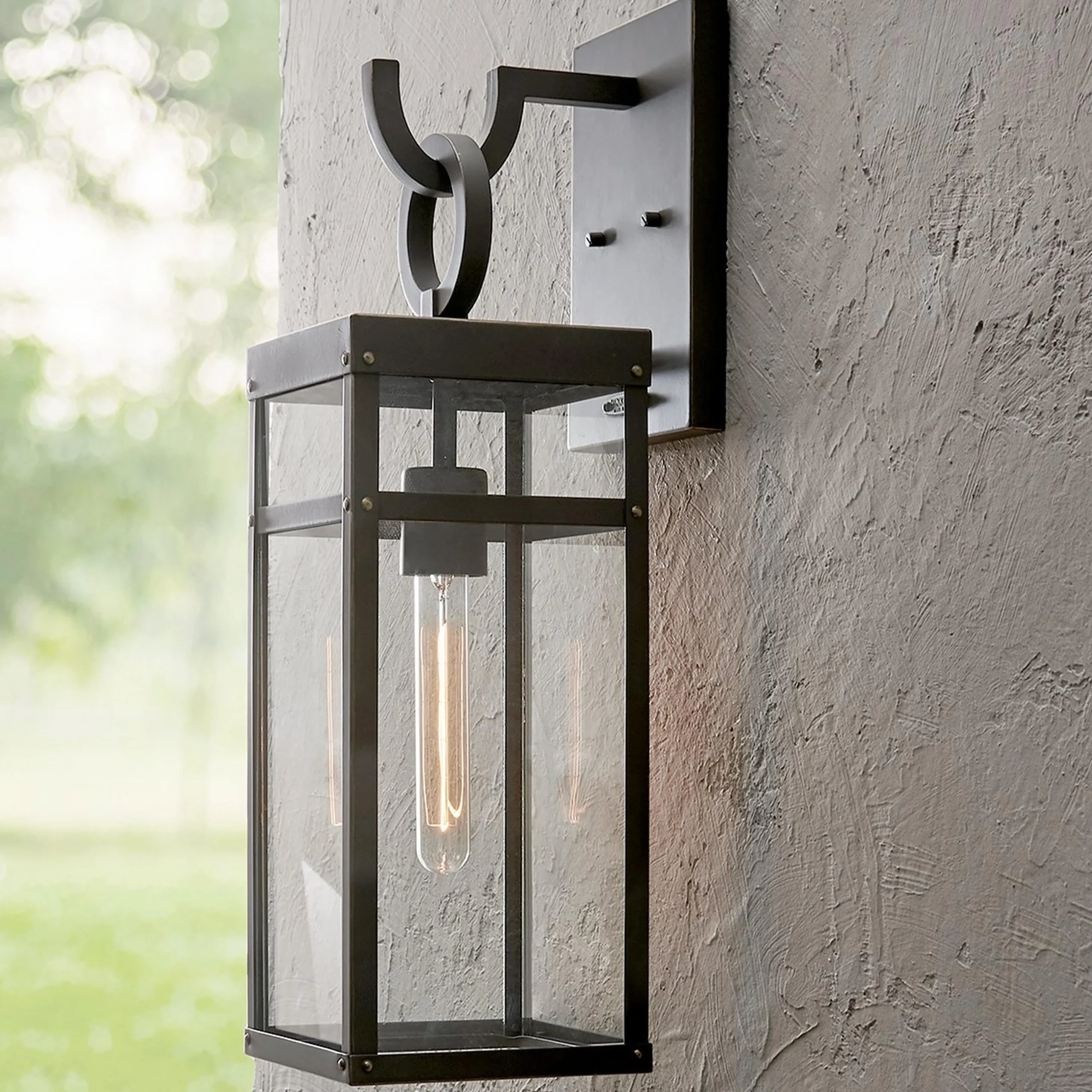 Vintage Suspended Pane Outdoor Sconce - Medium