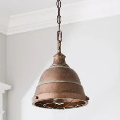 Weathered Industrial Caged Pendant - 1 Light