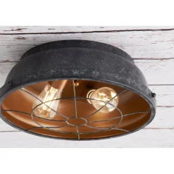 Weathered Industrial Caged Ceiling Light