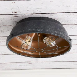 Weathered Industrial Caged Ceiling Light