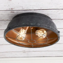 Weathered Industrial Caged Ceiling Light