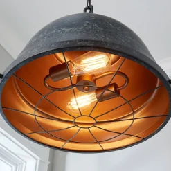 Weathered Industrial Caged Pendant - 2 Light