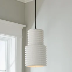 White Accordion Pendant - Large