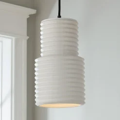 White Accordion Pendant - Large