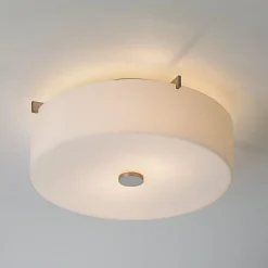 White Glass Drum Ceiling Light