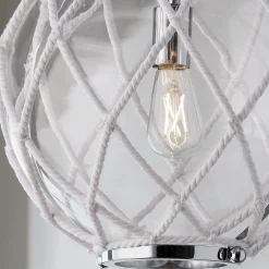 White Rope Globe Pendant