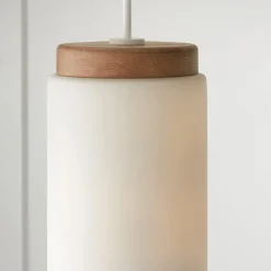 Wood Capped Pendant - Glass