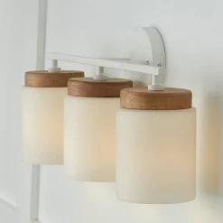Wood Capped Vanity Light - 3 Light