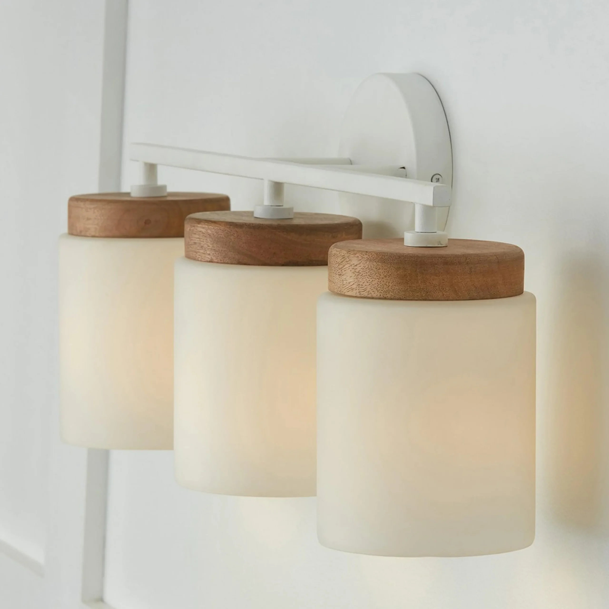 Wood Capped Vanity Light - 3 Light